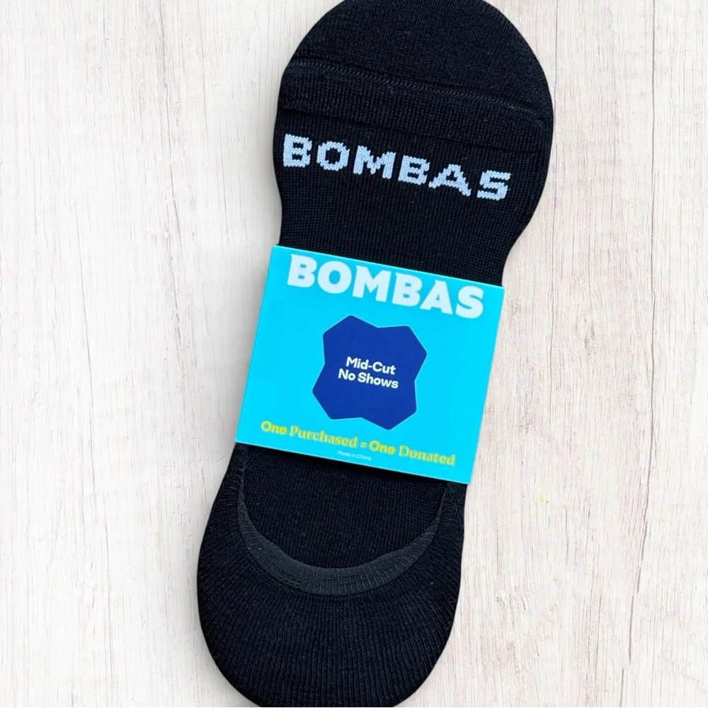 NWT Bombas Mid-Cut No Show Socks Black Large Supima Cotton Cushioned Footbed - Picture 1 of 4
